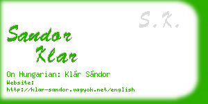 sandor klar business card
