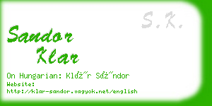 sandor klar business card
